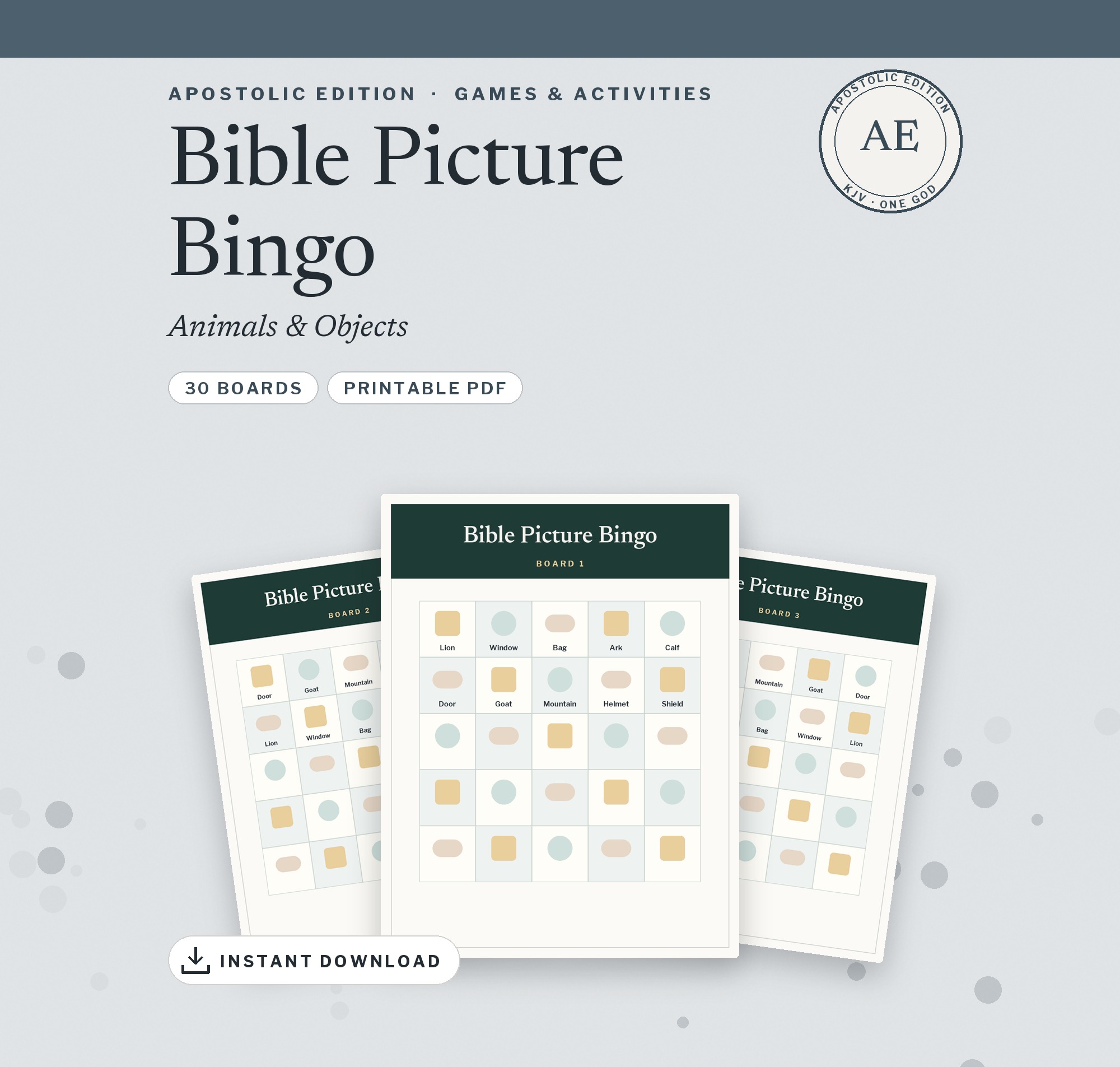 Bible Picture Bingo — Apostolic Essentials design preview