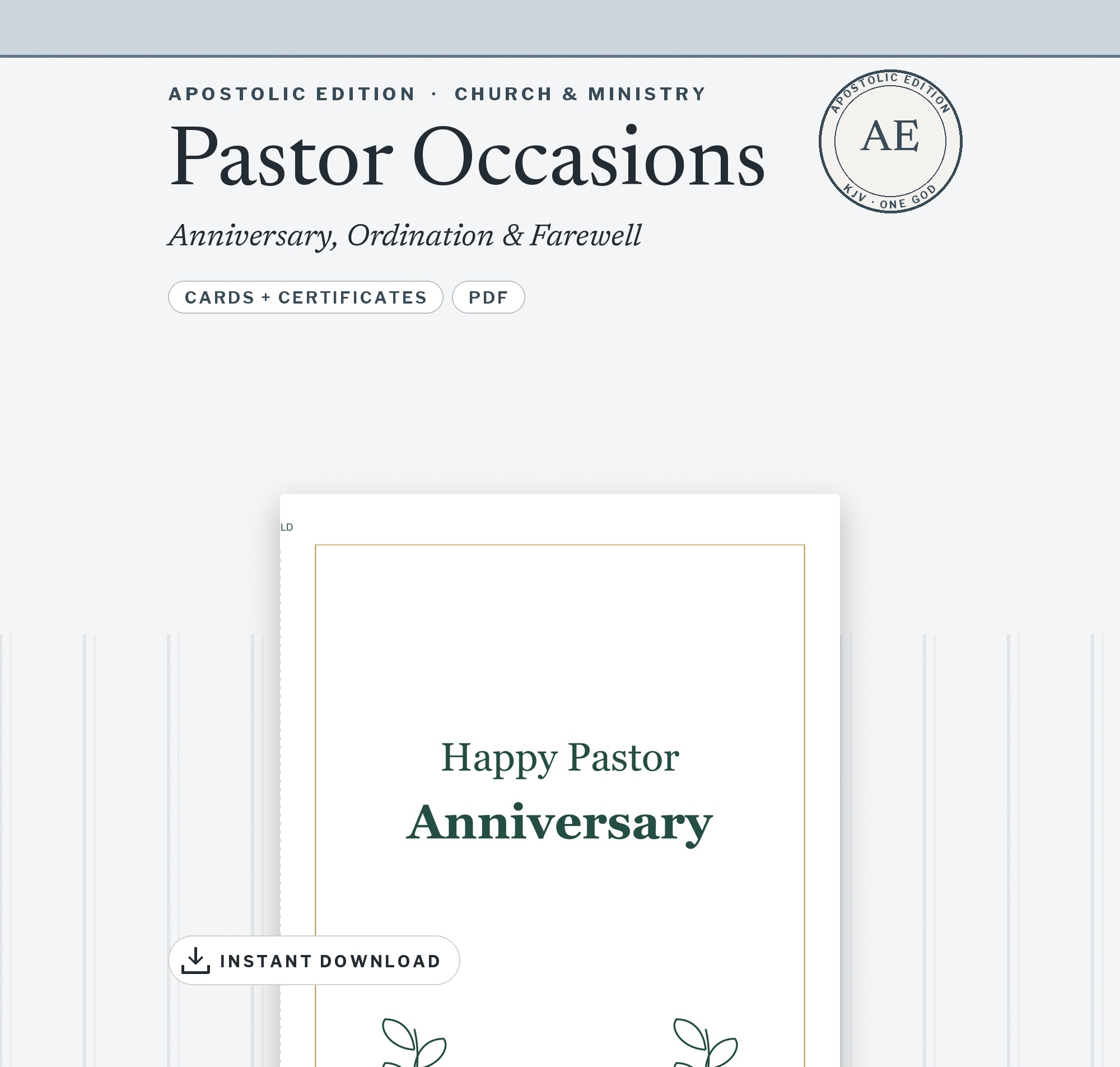 Pastor Occasions — Apostolic Essentials design preview