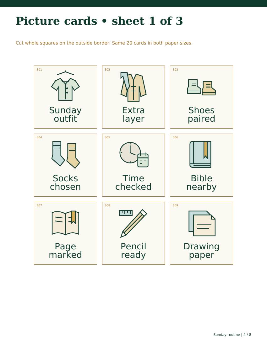 Sample page from Sunday Morning Routine
